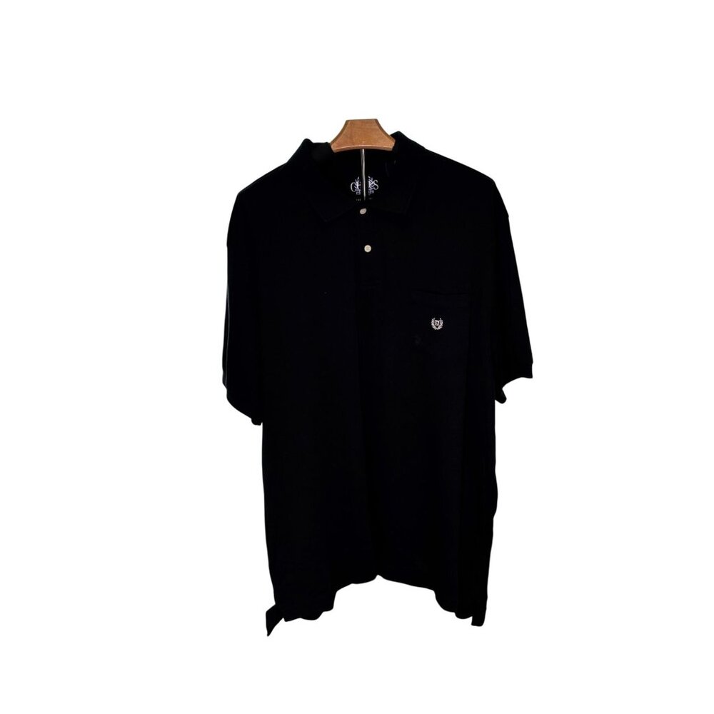 Chaps Mens Black Cotton Polo Shirt XXL Classic Fit